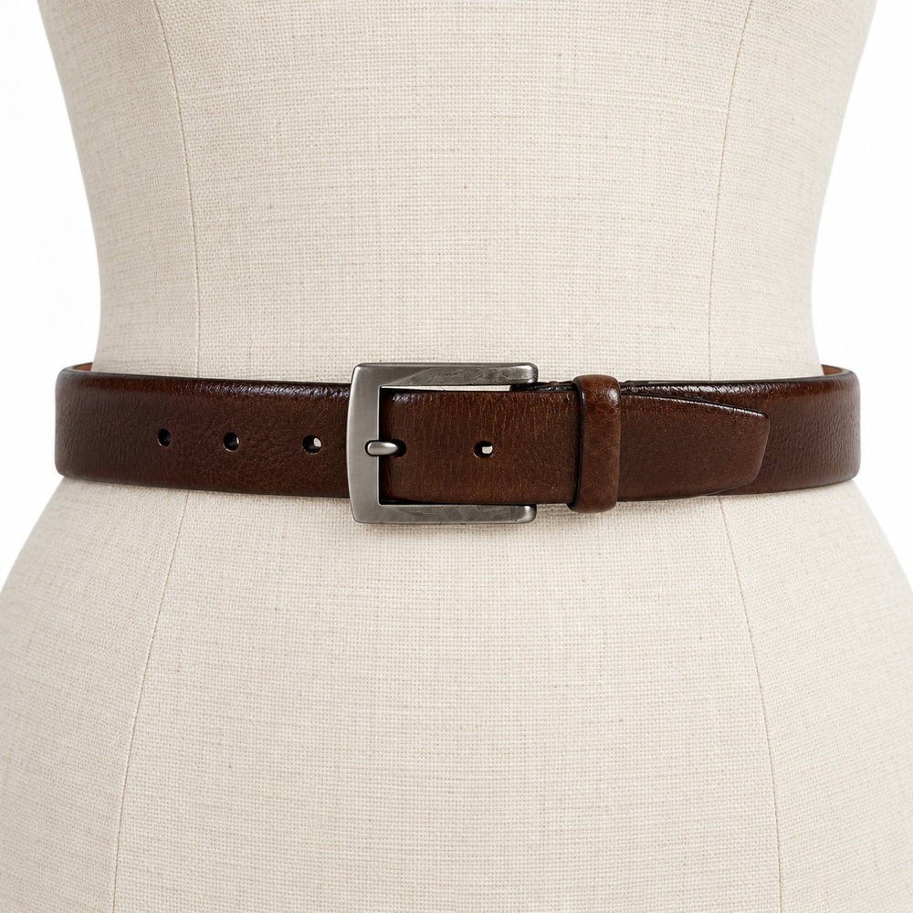 Tommy Bahama Italian Leather Belt 42 Brown Engraved Buckle Made in Italy